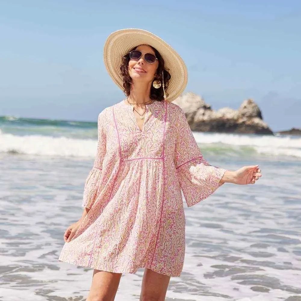 NWT Rock Flower Paper Dress Size XL 100% Cotton Cottagecore beach
